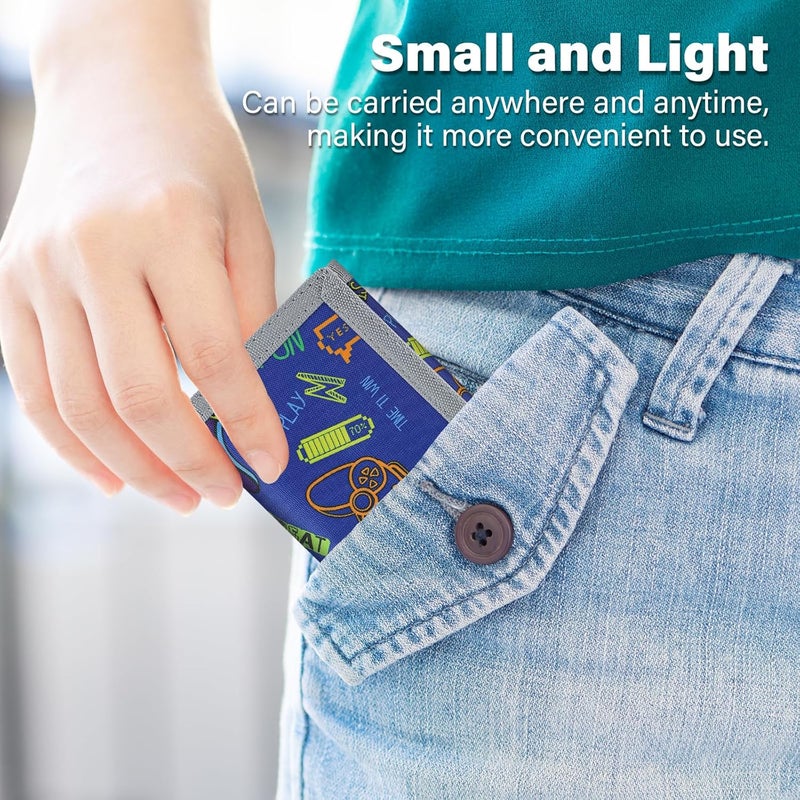 Jonyee Kids Wallets for Boys and Girls Ages 4-18 Trifold, Toddler/Youth Wallet for Boys Age 5-7 with Zippered Coin Pocket and Card Holders, Novelty Wallet for Childrens Birthday Gifts - Blue Gamepad - Image 4